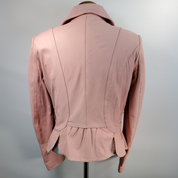 CACHE BLUSH PINK LEATHER BLAZER SIZE 4 - Picture 5 of 6